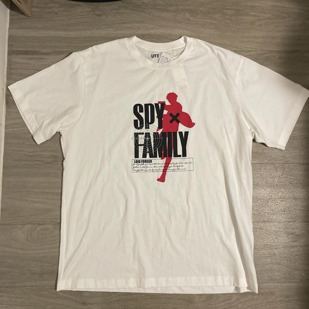 Uniqlo White Graphic Tee - Spy Family Design